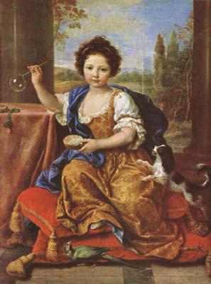 Pierre Mignard Girl Bloing Soap Bubbles (mk08) oil painting image